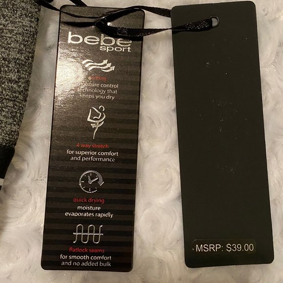 bebe Sport Heather Gray & Black Logo Sports Bra - Small - Picture 4 of 8